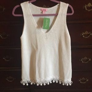 Lilly Pulitzer white sweater tank. Size L